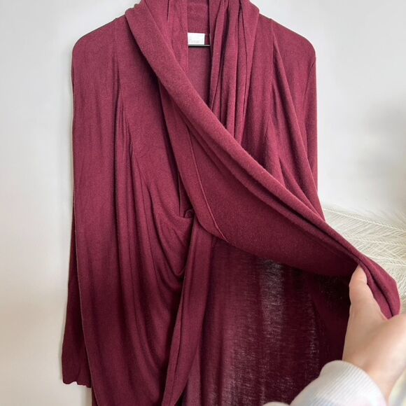 Nordstrom Lingerie Long Wrap Cardigan Burgundy / Wine / Maroon - Picture 4 of 12